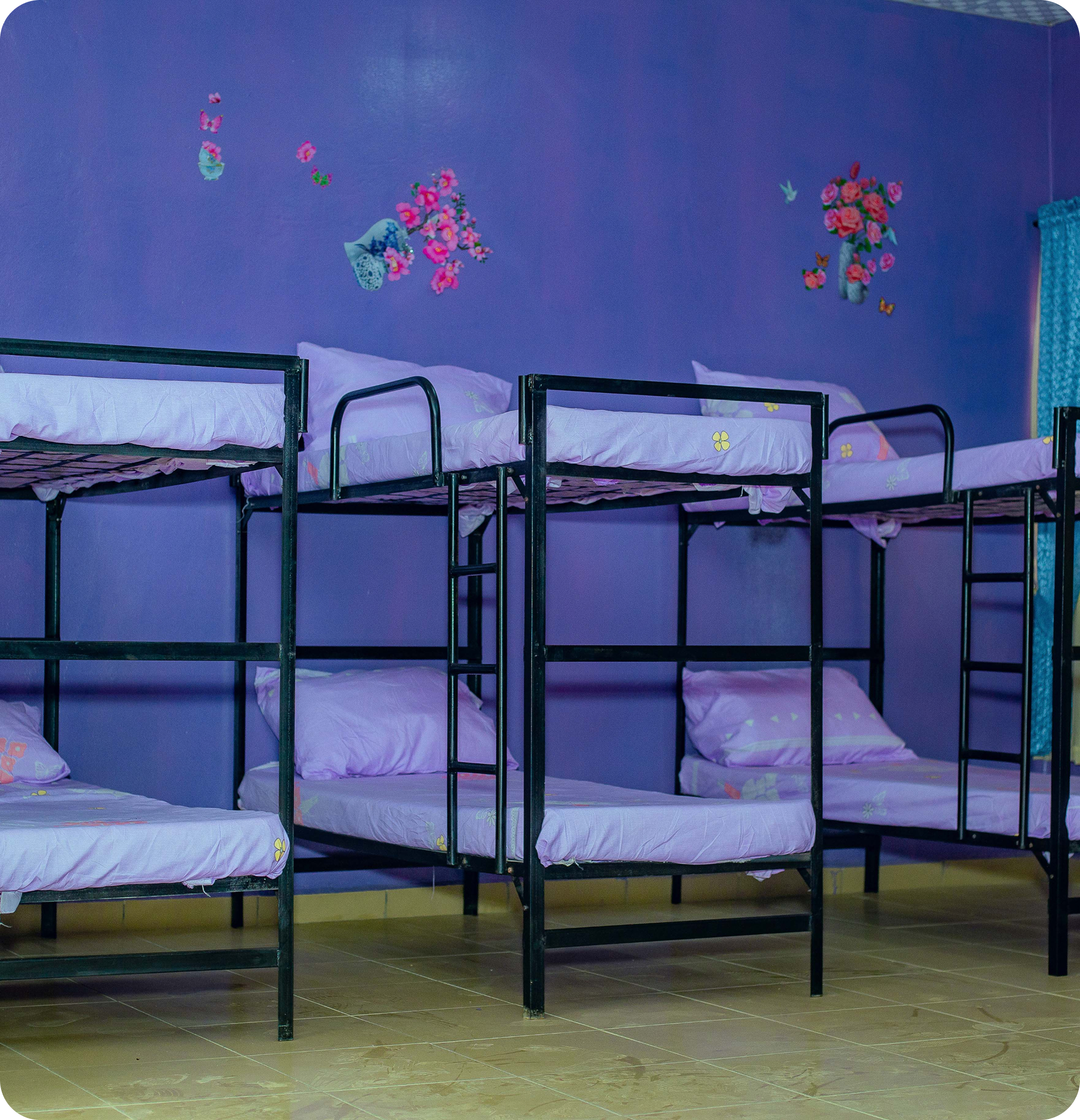 Student hostel with bunk beds